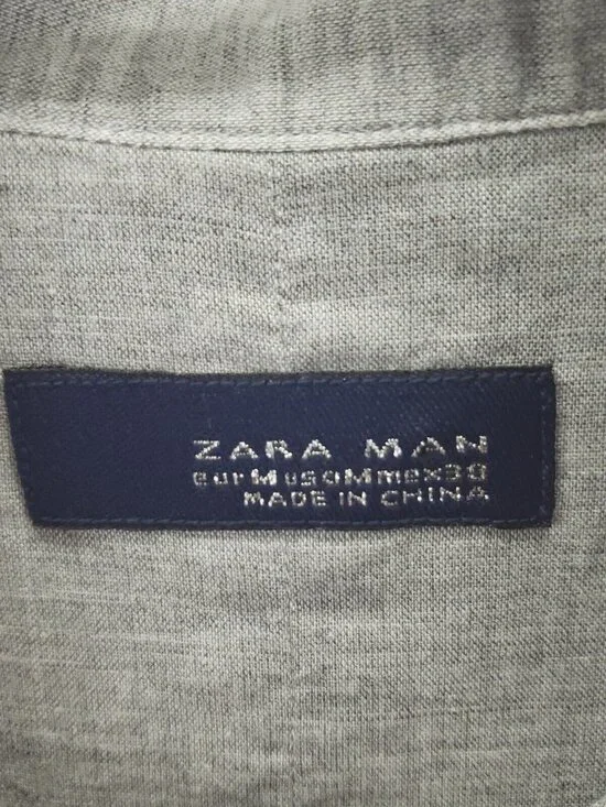 Zara Man Shirt Men Medium Gray Cotton Long Sleeve Classic Button-Up - Picture 6 of 10